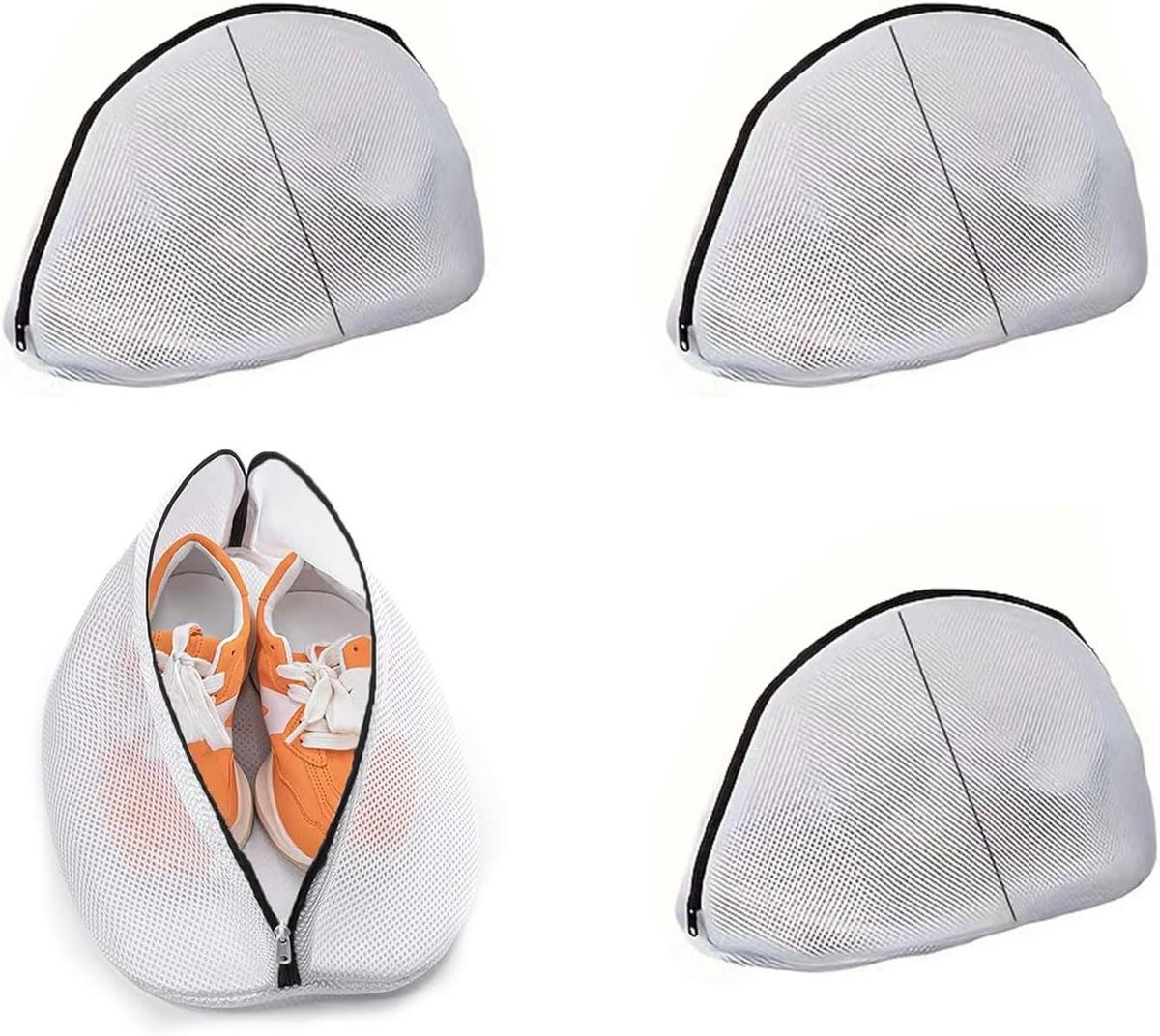 Goedkoopste 4-delige waszak voor sneakers en schoenen - herbruikbaar en mesh - bescherming voor schoenen en kleding tijdens wassen en drogen.