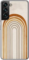Telefoonhoesje Geschikt voor Samsung Galaxy S22 hoesje - Minimalistisch - Boog - Lijnen - Beige - Siliconen Telefoonhoesje Telefoonhoesje