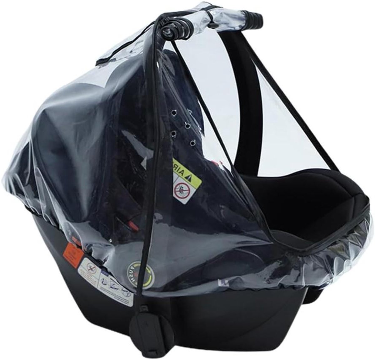 Regenhoes babyzitje met luchtcirculatie en draaggreep opening - waterdicht en PVC-vrij - bescherming tegen regen en wind