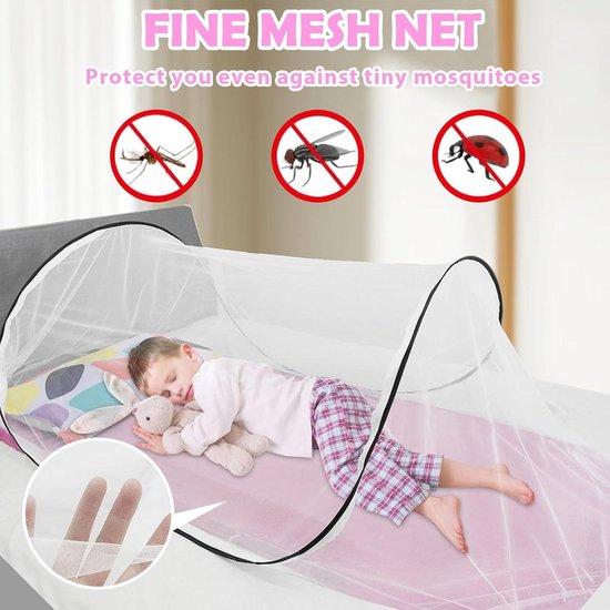 Travelnet Pop-up klamboetent PURE, L210x B80x H85cm, 1 persoon, Blauw/ Wit