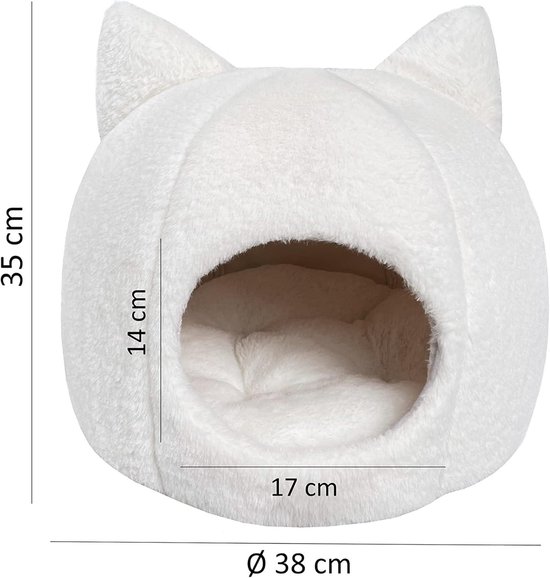 CATISM Hoogwaardige kattenmand, warm huisje voor katten, met uitneembaar en wasbaar zacht kussen (40 x 40 x 37 cm), voor binnen, katten of puppy's, koffiekleur