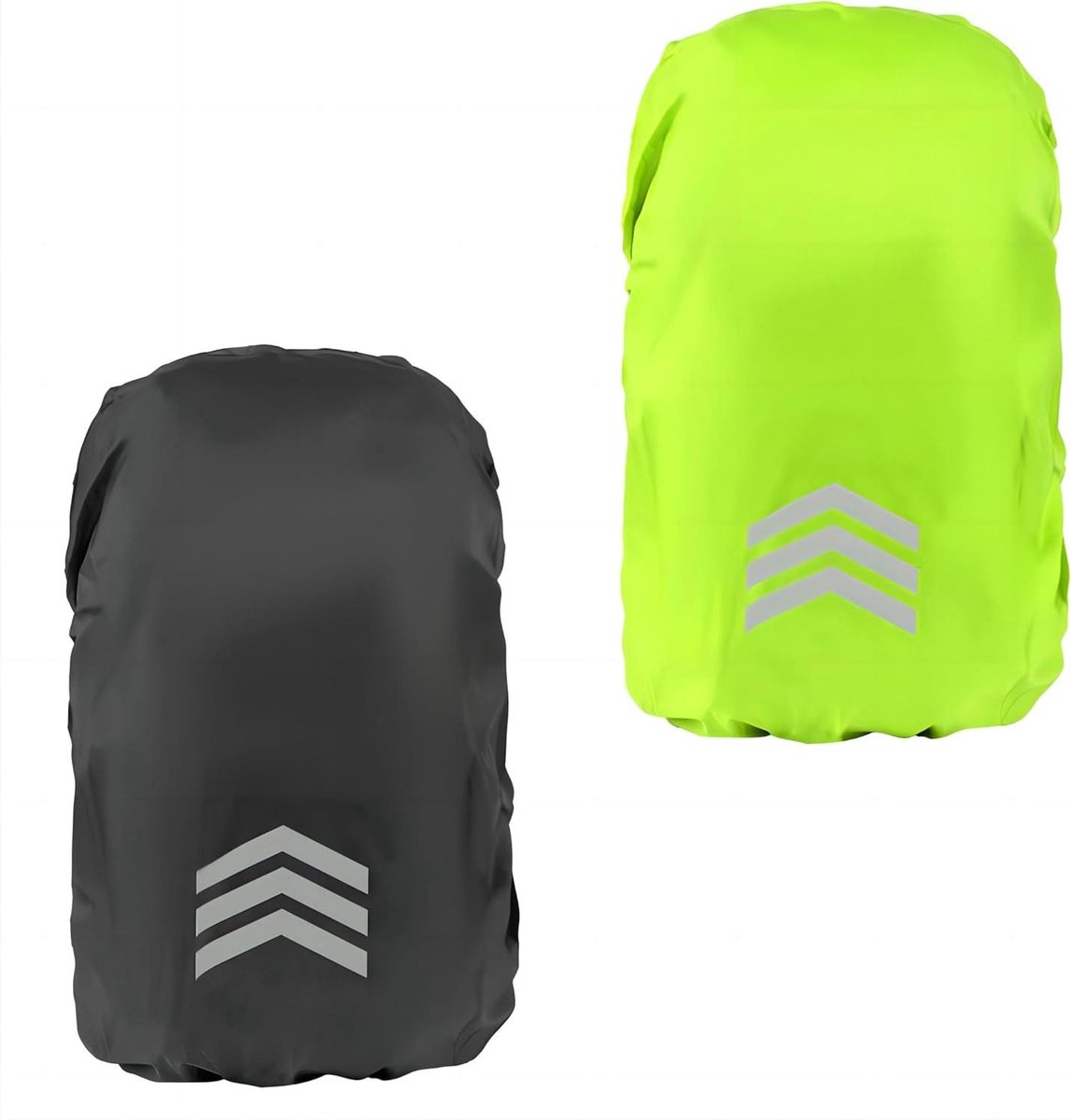 2-Pack waterdichte regenhoes voor rugzak 18-30 liter | Stofdichte rugzakhoes met reflecterende strepen | Rugzakbeschermer in zwart en groen | Hoge zichtbaarheid
