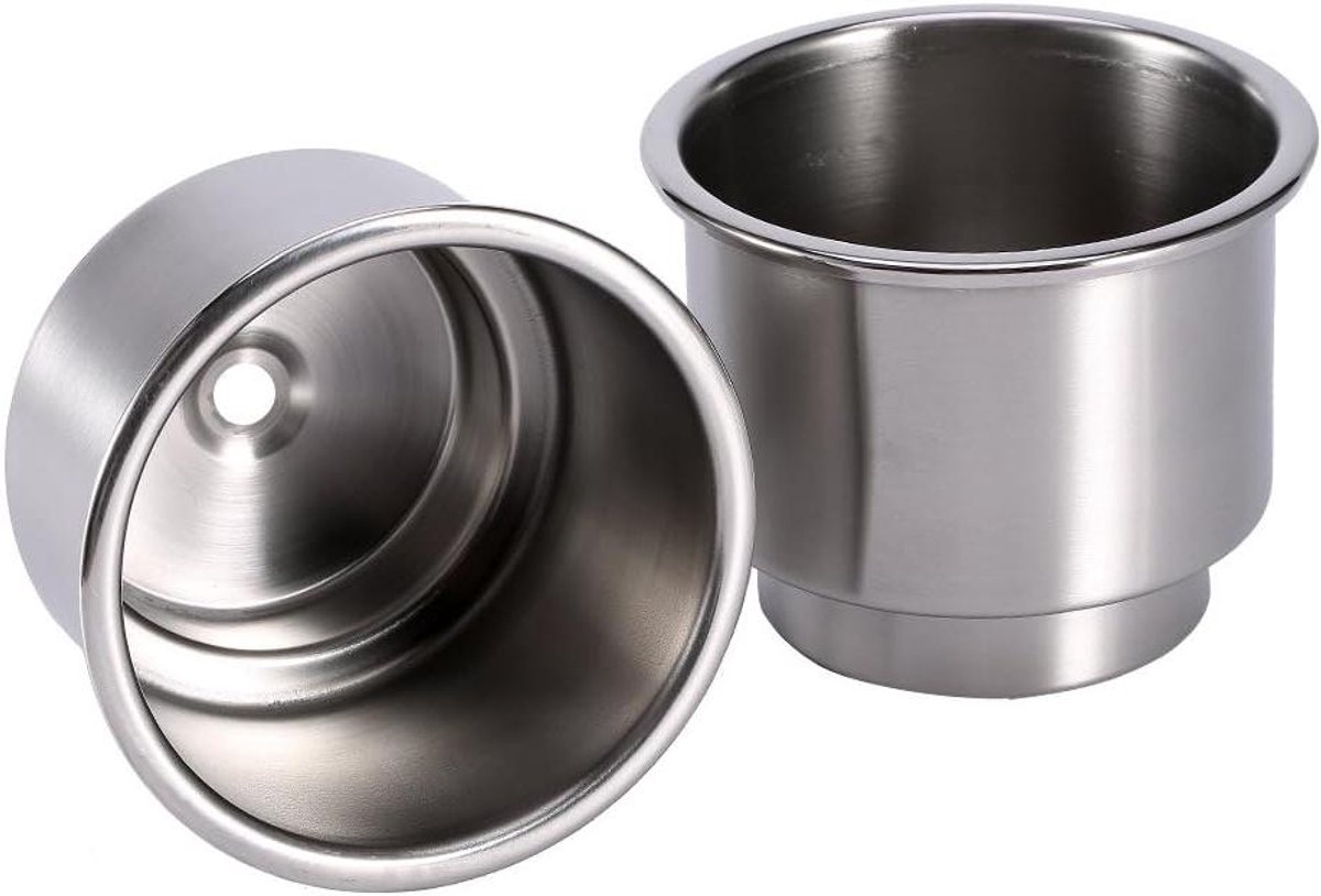 Allecto Plus - RVS Bekerhouder voor Drankflessen Boten - Roestvrijstalen Bekerhouder voor Marine Boot - Twee stks - Boot Cup Holder.
