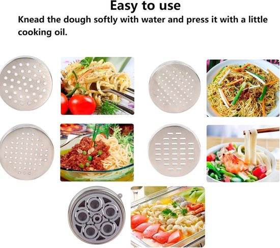 Multifunctional Manual Noodle Press Machine with 5 Noodle Moulds for Fettuccine and Spaghetti — afbeelding 5