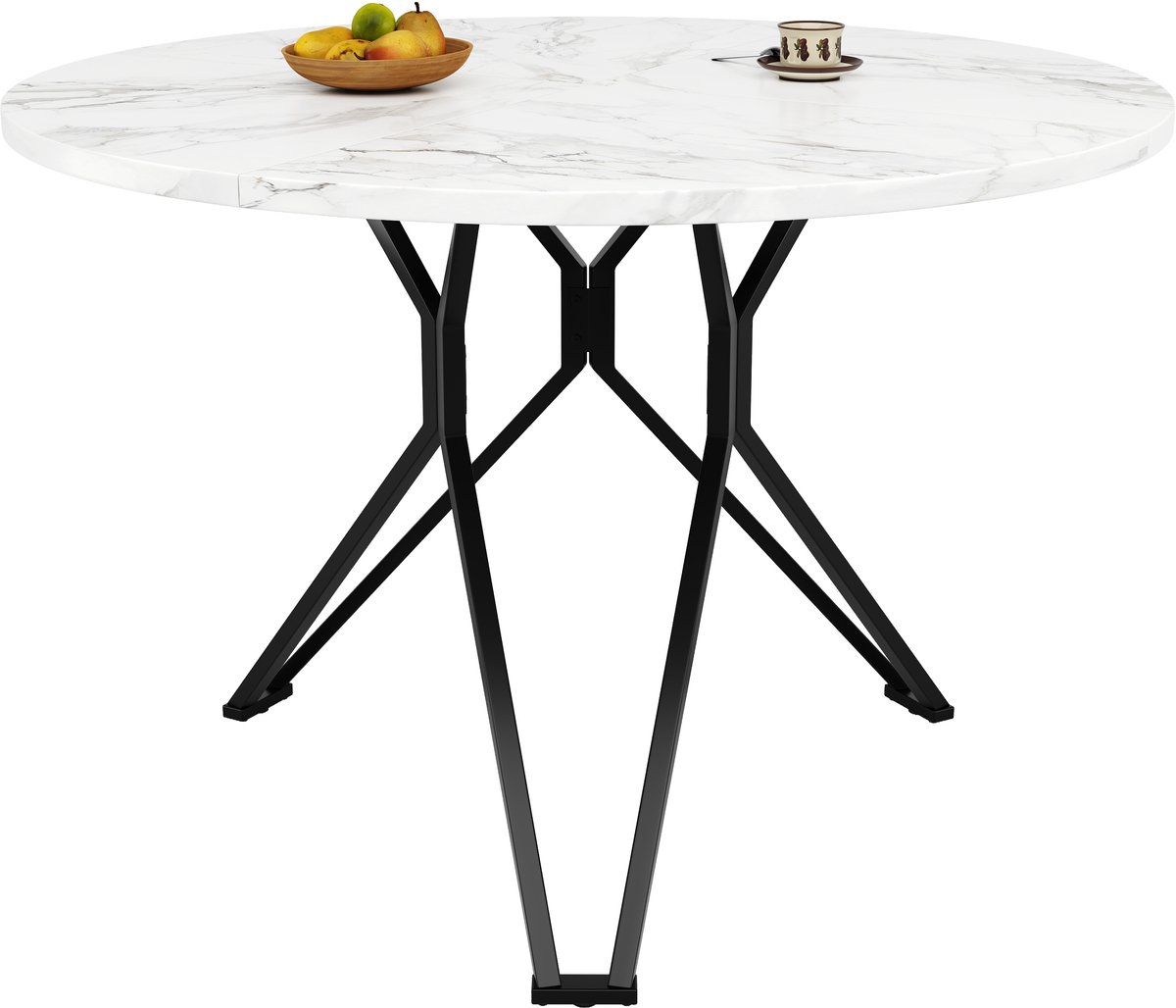 SINGULARITY Ronde Eettafel (100x100x76cm)-4 Personen-Rond-Metalen Poten-MDF-Zwart