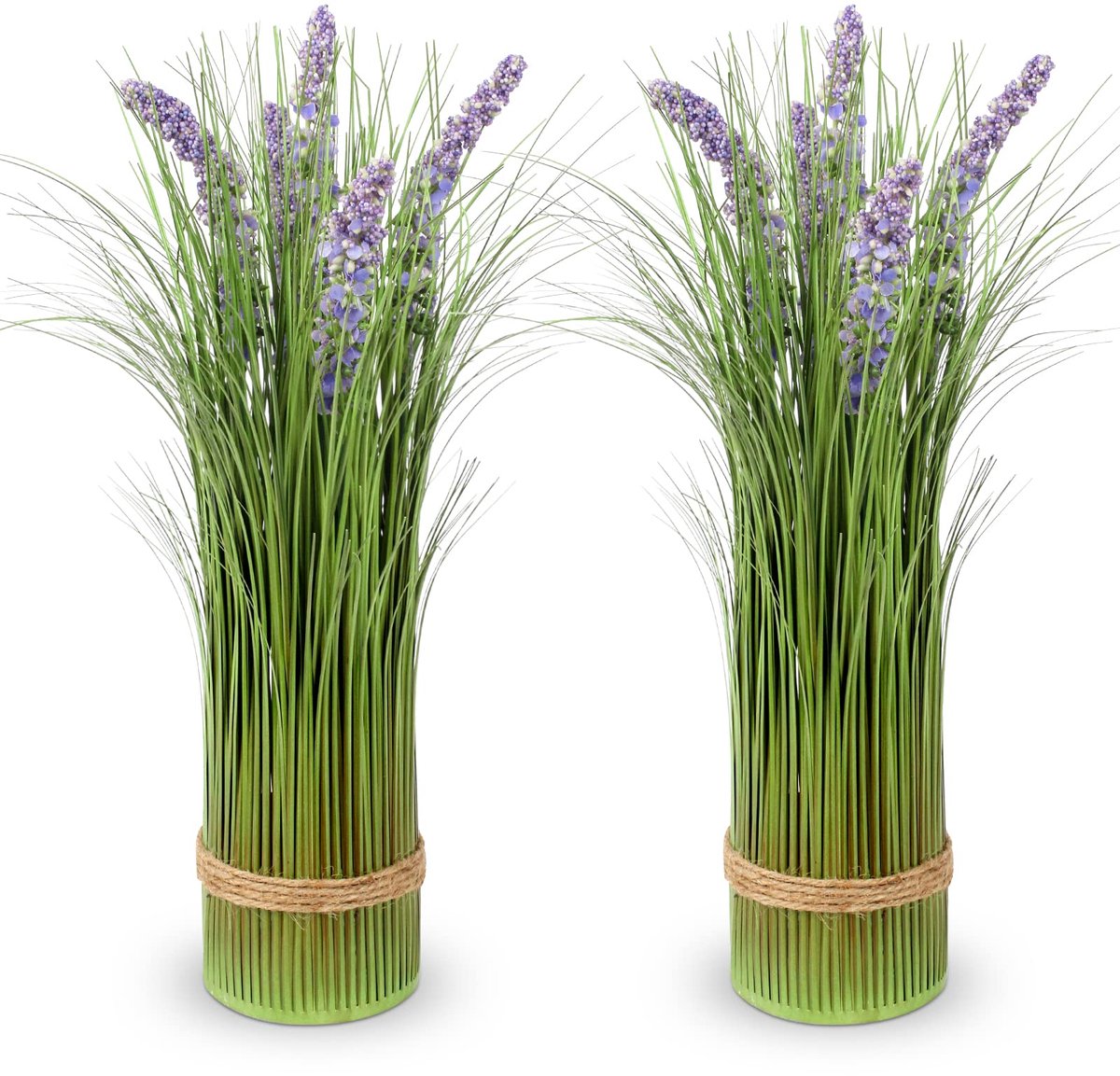Ibenzoa Realistisch Uitziende Kunstplanten Set van 2 met Lavendel en Kunstgras voor Diverse Decoratie groen