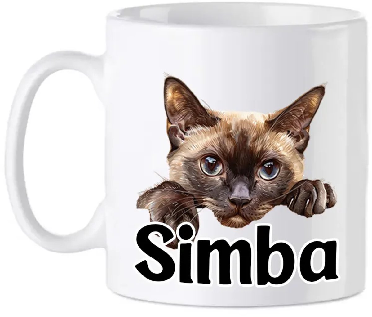 Burmees mok met naam - Kattenmok - Gepersonaliseerd - Cadeautip
