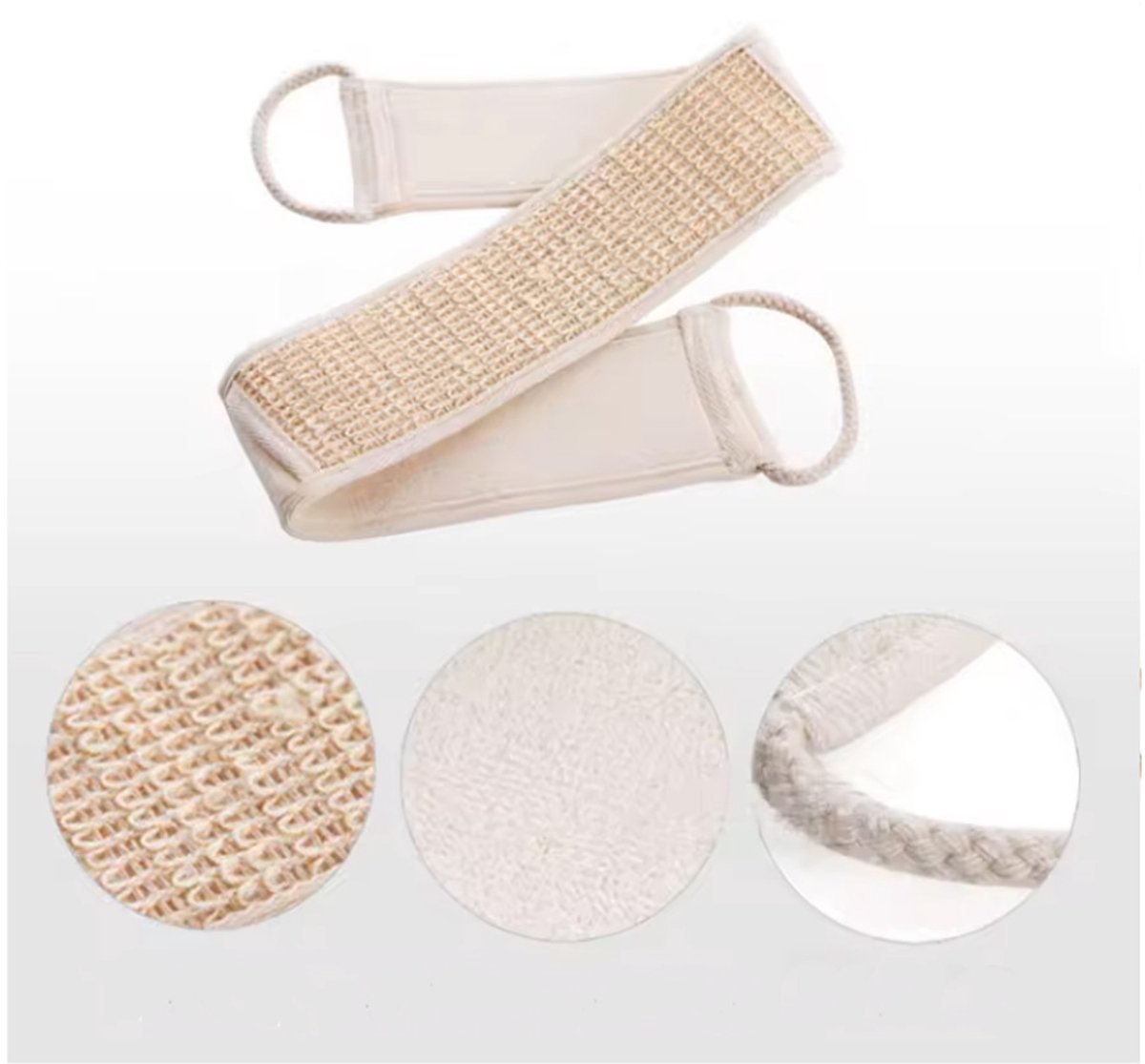 Rugscrubber - Zachte rug scrubben - Loofah - Stoffen rugborstel - Beige - 1 stuk - CHPN
