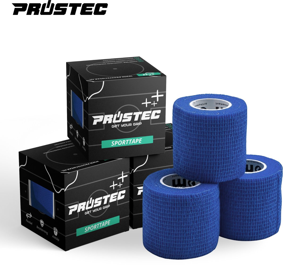 Prostec Sporttape voor Voetbal – Voetbaltape - Sokkentape – 3 Stuks – Donkerblauw