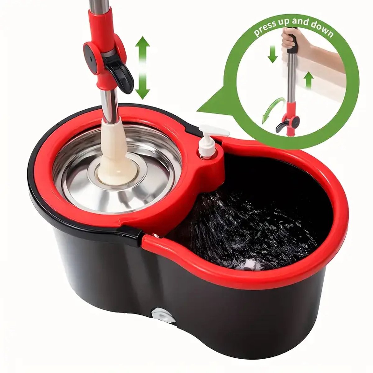 BORVAT® 360° Spin Mop systeem - Dweilsysteem - Mop - spinmop met en emmer- Dweilset - Mop set - Dweilstok