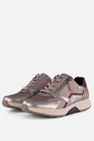 Roze Gabor Rollingsoft sneakers met zilveren, grijze en bordeauxrode accenten. Veters en ritssluiting.