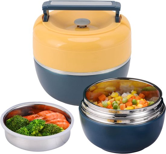 Fiambrera térmica de acero inoxidable para niños, caja Bento Tiffin, contenedor