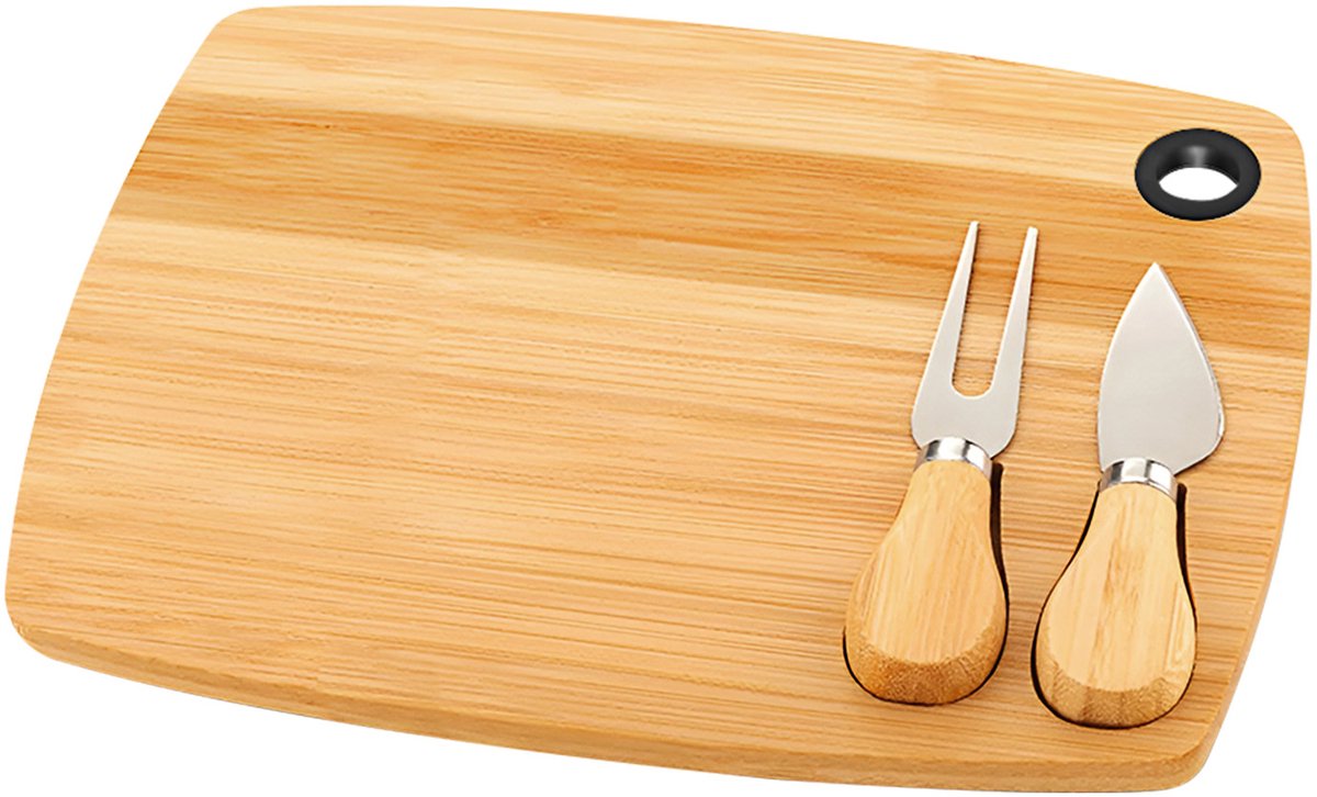Cheffinger, Kaasplank 3-delig van Natuurlijk Bamboe Ultra Praktisch Elegant en Duurzaam, Lichtbruin