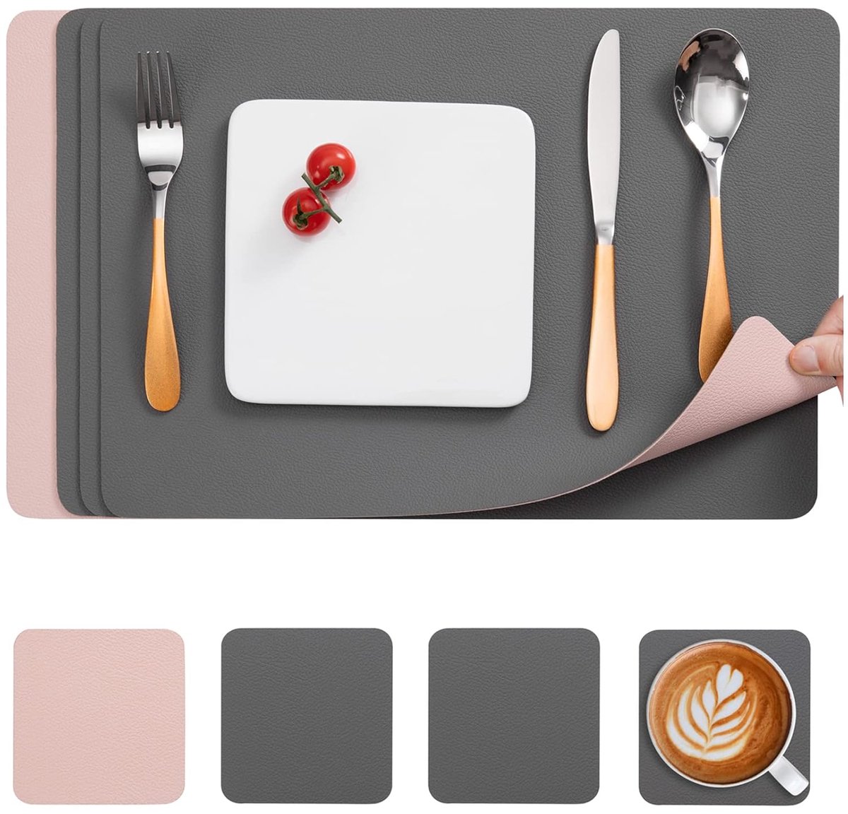 Afwasbare placemats en onderzetters - set van 4 - milieuvriendelijk pvc - 30 x 43 cm