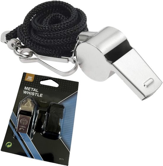 Sifflet d'arbitre professionnel ESTARK® - Sifflet d'arbitre argenté - Sifflet d'arbitre - Sifflet de sport avec cordon - Acier inoxydable - Acier - Sifflet - Chrome - Sifflet