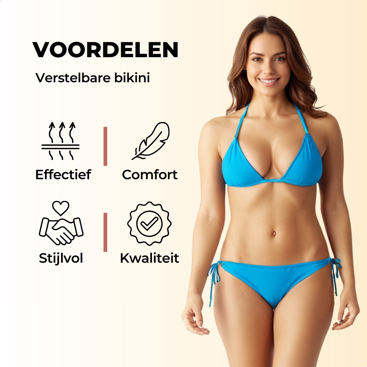 RENALUX Bikini Dames - Bikini Set Dames - Bikini Top en Bikini Broekje - Triangel Bikini Set - Blauw — afbeelding 4