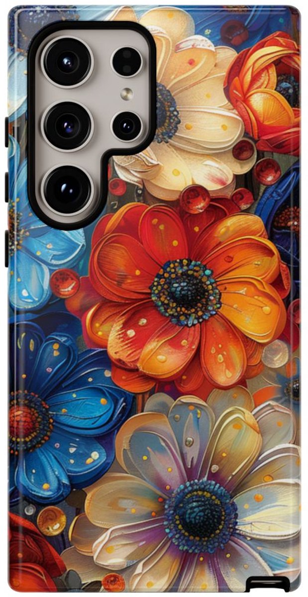 Levendig Abstract Bloemenpatroon – Telefoonhoesje Geschikt voor Samsung Galaxy S24 Ultra