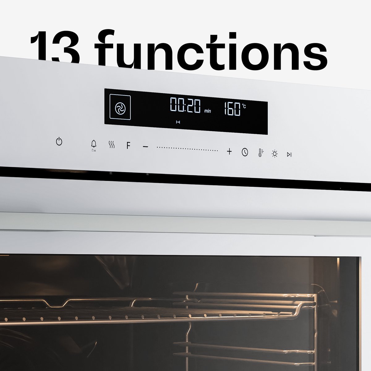 Klarstein Inbouwoven Velaire 74 l elektrische oven, 13 standen, touchbediening, energieklasse A+, geëmailleerde binnenkant, driedubbele beglazing, geïntegreerde enkele oven, 60 cm, mat en glazen design, wit - 74L - voor Keuken – foto 4