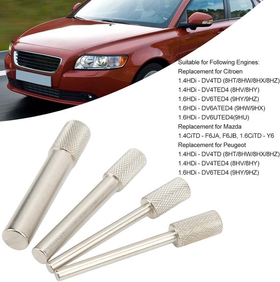 Nokkenas Distributieset - 4-delige Borgpenset - Motortiming Vervanging - Metaalzilver - Hoge Hardheid - voor Citroen 1.4 1.6HDi van Merkloos	 — afbeelding 3