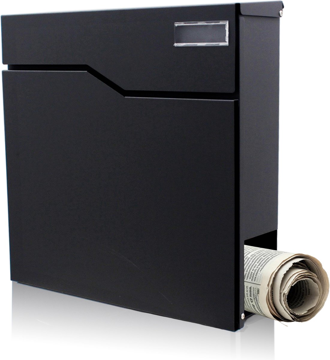 Muntel® Brievenbus - Wandbrievenbus - Hangend - Kijkvenster - Staal - Antraciet - 10,5 x 37 x 37 x cm