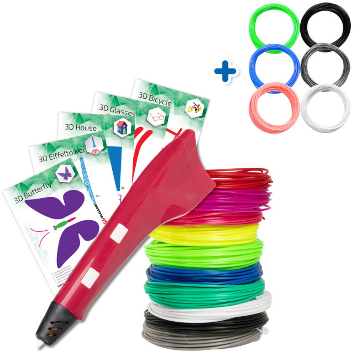 3D-Pen Starterspakket - Rood - Combideal met Filament Pakket - 6 Kleuren