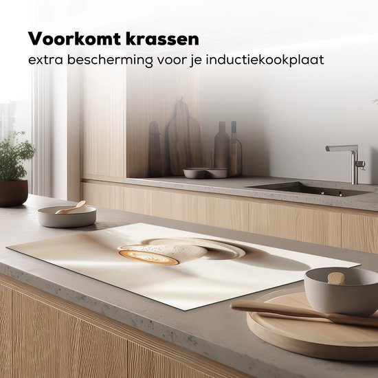 KitchenYeah® Inductie beschermer 95x50 cm - Cappuccino - Schuim - Wit - Beige - Kookplaataccessoires - Afdekplaat voor kookplaat - Inductiebeschermer - Inductiemat - Inductieplaat mat - Keuken decoratie