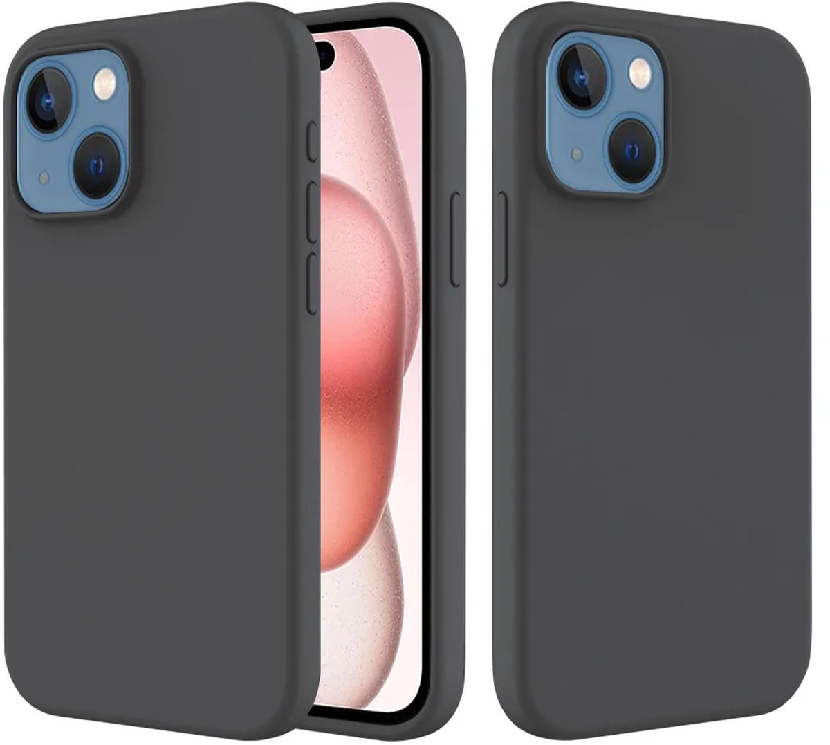 MobyDefend Hoesje - Geschikt voor iPhone 15 - Matte Siliconen Backcover - Zwart