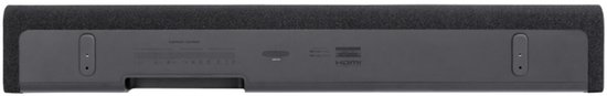 Onderkant van de zwarte Harman Kardon Enchant 900 soundbar met aansluitingen en HDMI eARC.