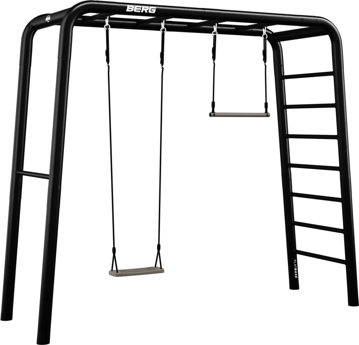 BERG PlayBase Medium Multifunctioneel Speeltoestel - Rekstok en ladder - Met schommel en Trapeze- Zwart