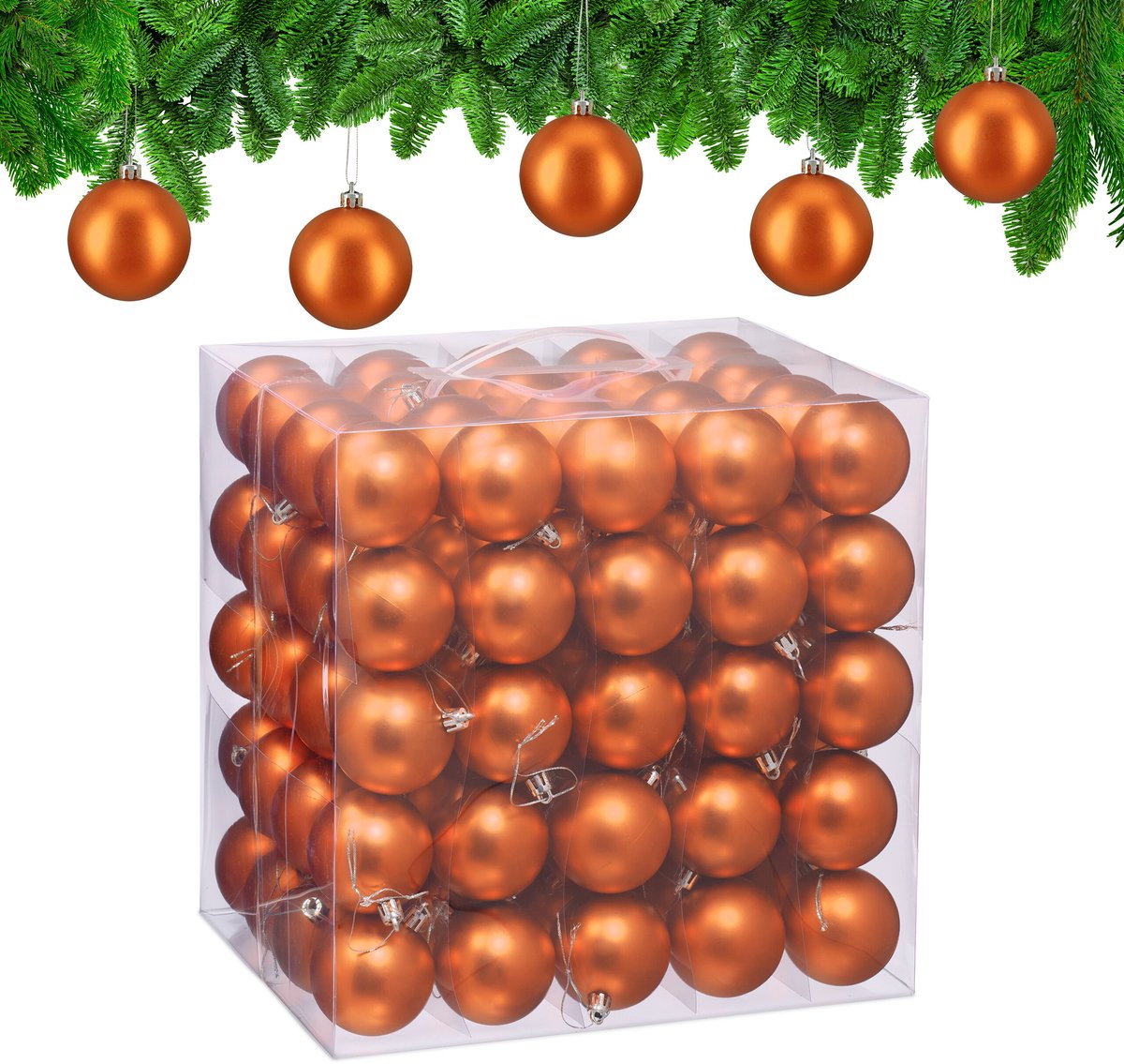 kerstballen set van 100 - Ø 6 cm - mat - kunststof - oranje