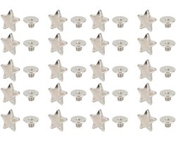 20 Pcs Star Shape Rivet, Star Stud Button Star Rivets Press Studs DIY Clothes Shoes Decoration with Screws(Silver)