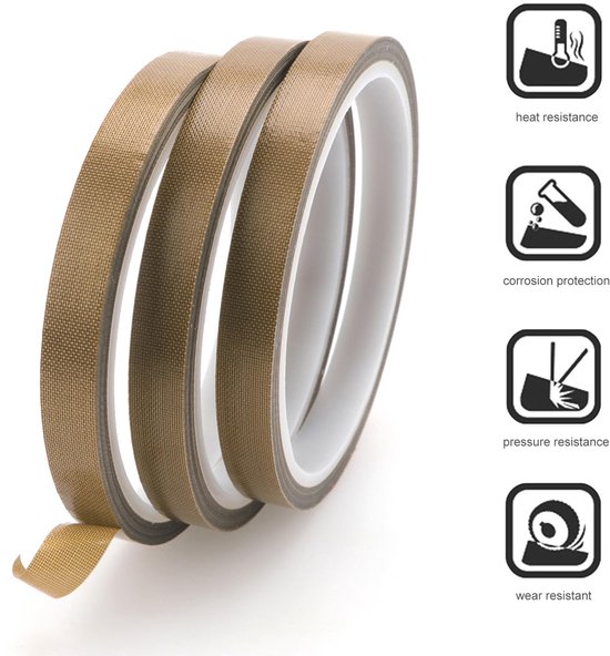 10M Hohe Temperatur Beständig Selbstklebend Teflonband PTFE Vakuumversiegelung