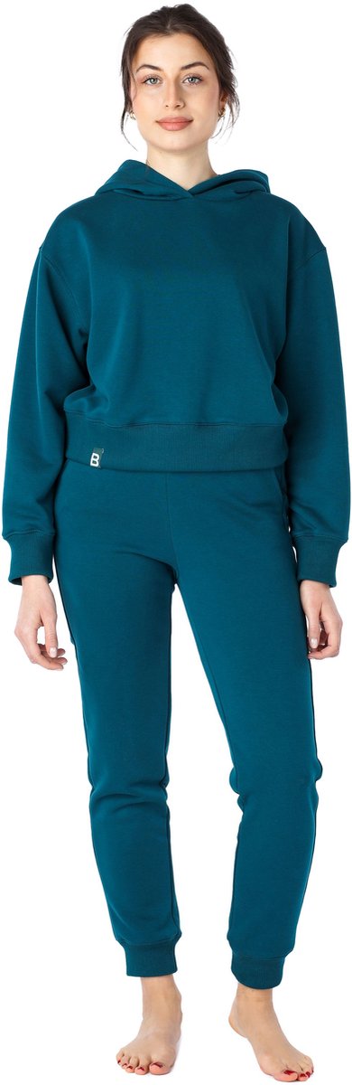 Bellivalini – Sportpak - Dames Huispak – Joggingpak – Trainingspak – Katoen – Tweedelig - Lange Mouwen – Smaragdgroen – XS – BLV-BLV50-222-SET