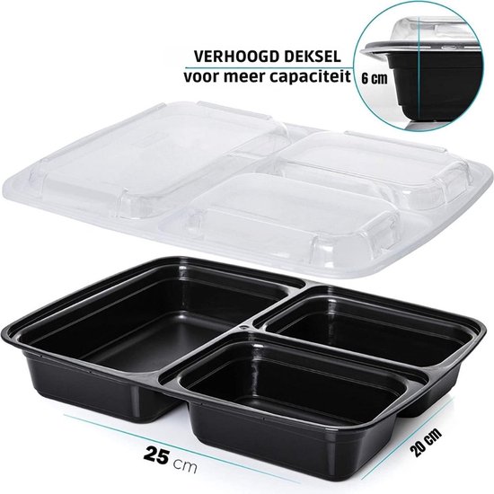 Meal prep bakjes 3 vakken set van 24 bestel HIER