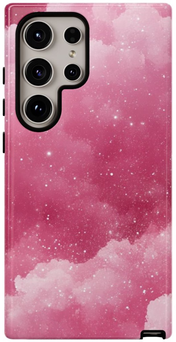 Roze Glitterwolkenstructuur – Telefoonhoesje Geschikt voor Samsung Galaxy S24 Ultra