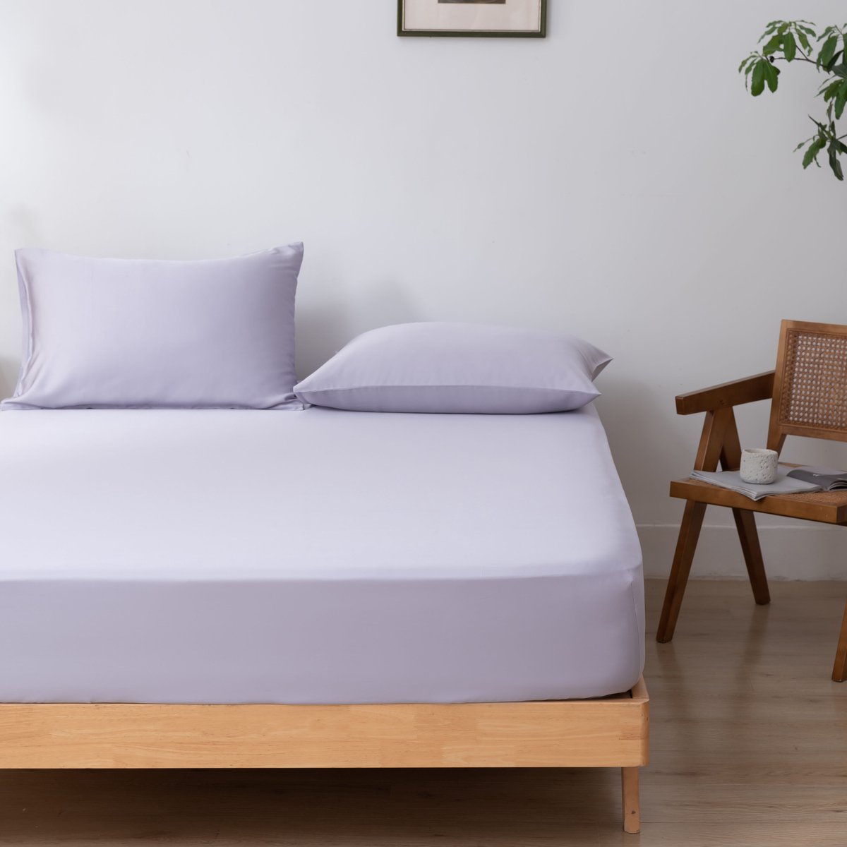 Bamboe hoeslaken Lavender Mist lila 180x220 cm – Standaard matras, zacht, ademend & hypoallergeen | Boomba Bamboo®