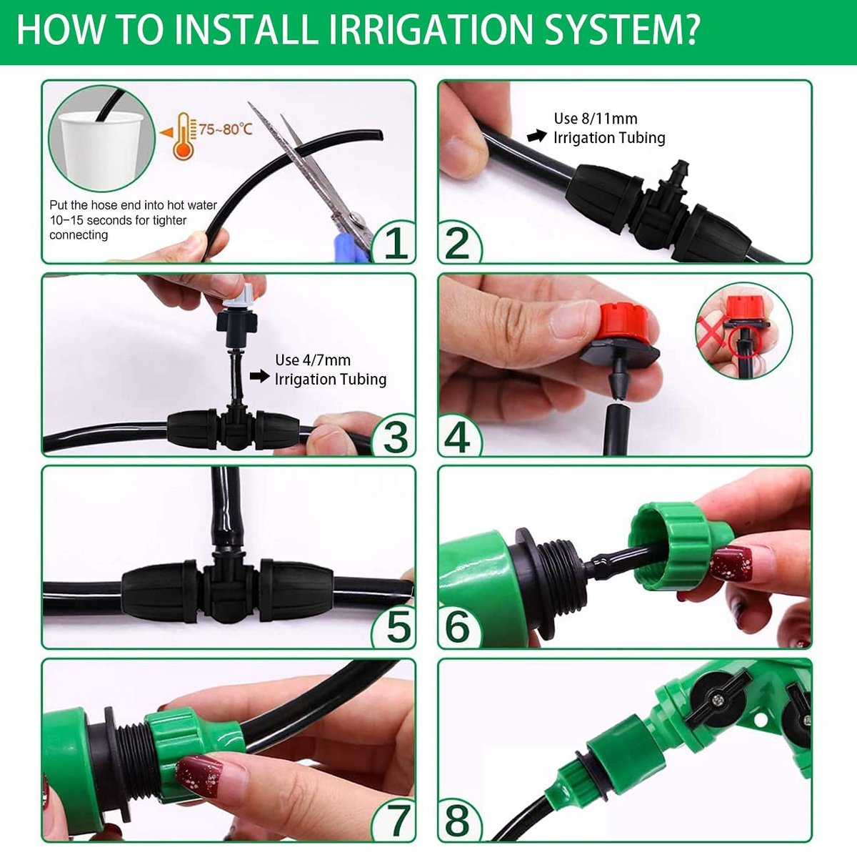 Dailygoods- Irrigatiekit 88 Stuks - Druppelirrigatie 40 Meter - Tuinirrigatiesysteem - Micro Drip Systeem - Eenvoudige Installatie - Hoogwaardig Rubber - Tuinirrigatie