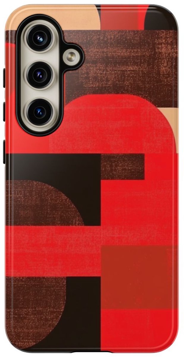 Rood-Bruin Geometrisch Abstract – Telefoonhoesje Geschikt voor Samsung Galaxy S24