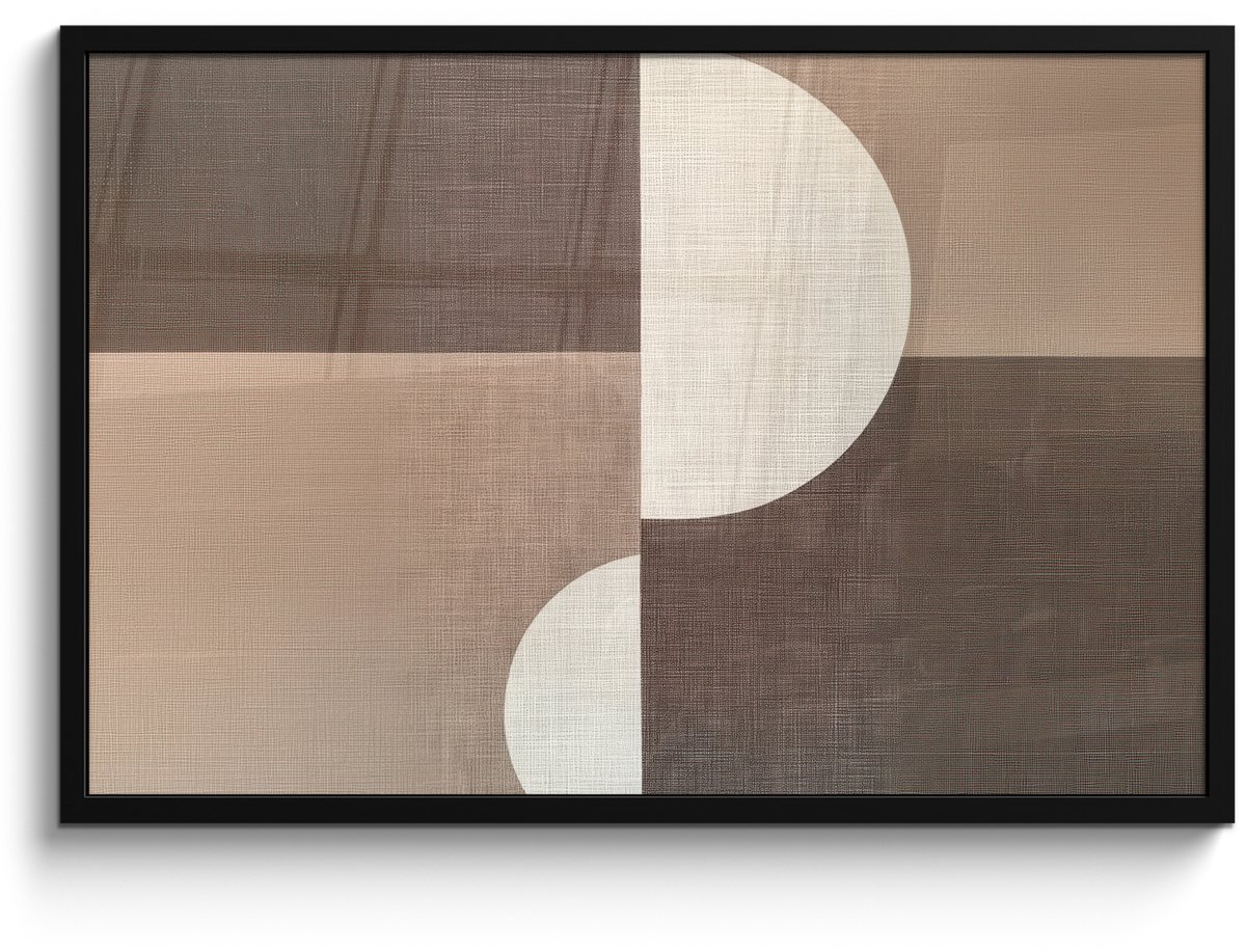 FrameYourWall Poster in lijst - Fotolijst 90x60 cm - Posters - Raster - Halve cirkels - Contrast - Posterlijst zwart - Decoratie - Wanddecoratie woonkamer - Muurdecoratie slaapkamer cirkels - Vlakken