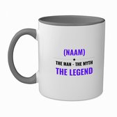 Hacebo® - the man the myth the legend met je eigen naam koffiebeker grijs - iemand die een legend is - thee mok - koffie beker - de man - myth - mythe - legendarisch - verjaardagscadeau - verjaardag - cadeau - koffiemok - 350 ML inhoud