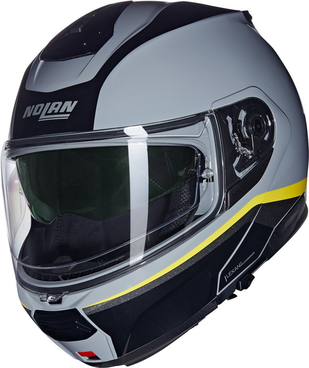 Nolan N100-6 Incognito 346 Grijs Geel Zwart Glossy Systeemhelm - Maat L - Helm