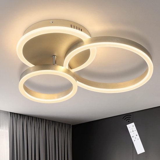 Mengjay Plafondlamp, kristallen plafondlamp, modern, voor woonkamer, keuken, kantoor, slaapkamer, eetkamer, goud