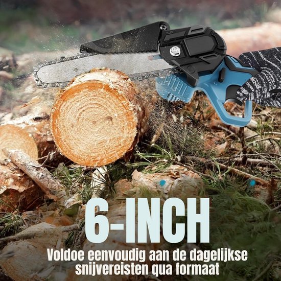 Thuys – Mini Kettingzaag – Accu – Hand Kettingzaag – ‎34 x 11 x 10 cm – Blauw — afbeelding 2