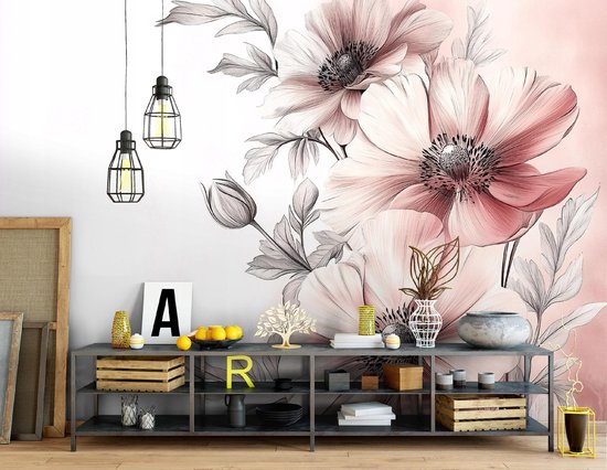 WALLARENA - Fotobehang - 350x250 cm - bloemen natuur roze slaapkamer salon vliesbehang