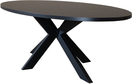 Bronx71® Table à manger Carl mélamine noir ovale 270 x 130 cm