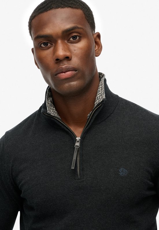 Superdry - Essentials Katoenen Halve Rits Trui - Heren - Sweaters