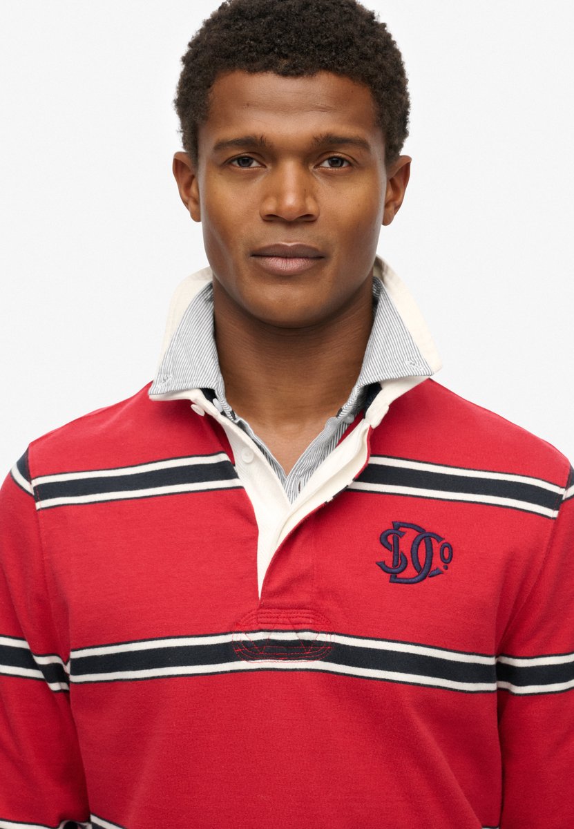 Superdry Vintage Athletic Stripe Rugby Top Heren Tops Rood