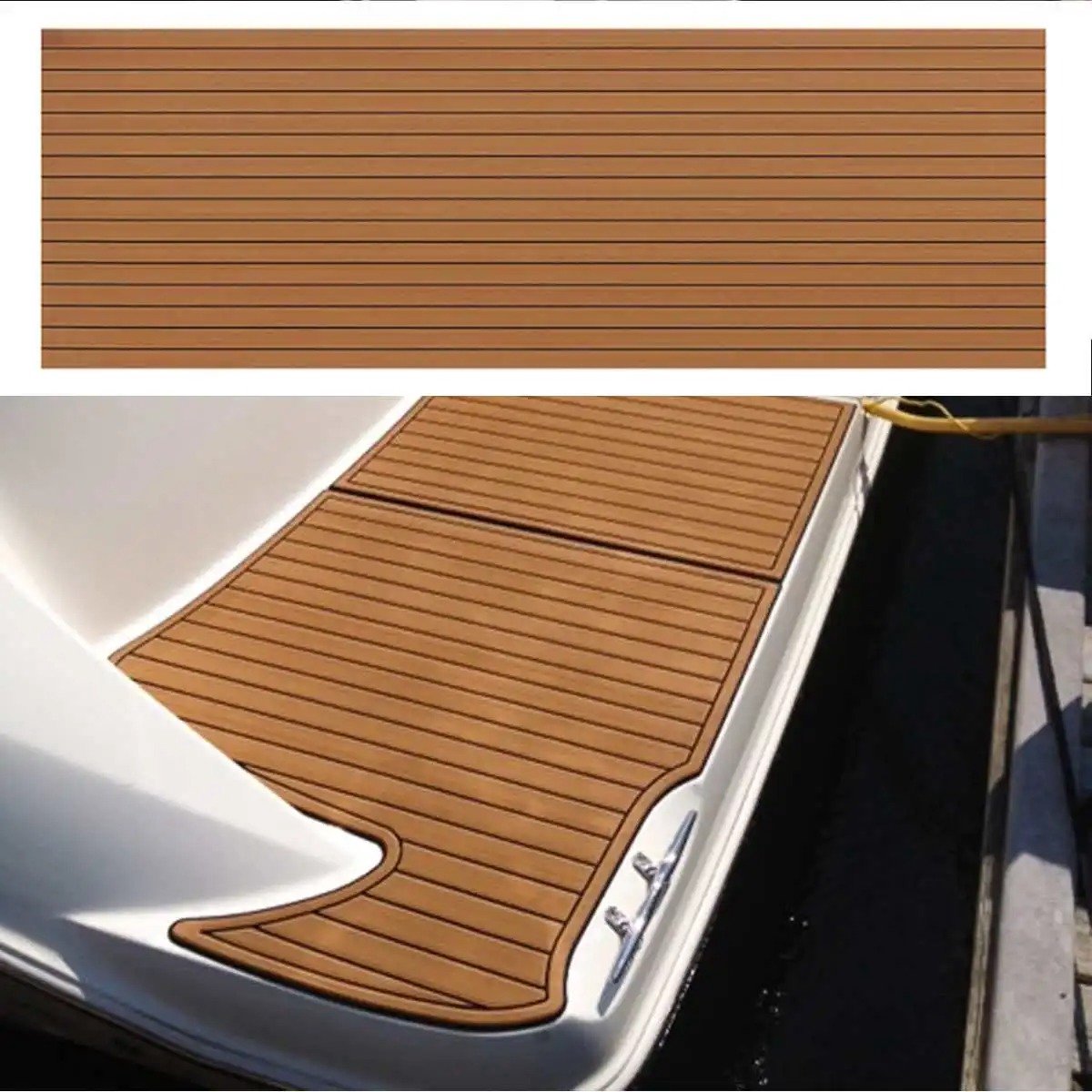 Mila Shop Zelfklevende bootmat - Teak boten vloerbedekking - Teakhouten jachtvloeren - Wasbaar - Decking mat - Lichtbruin - 300x90x0.6cmmm