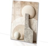 Formes abstraites style Japandi - Peinture abstraite sur verre - Peinture cercle - Japandi - Peinture plexiglas - Décoration murale classique - Peinture sur verre 40x60 cm