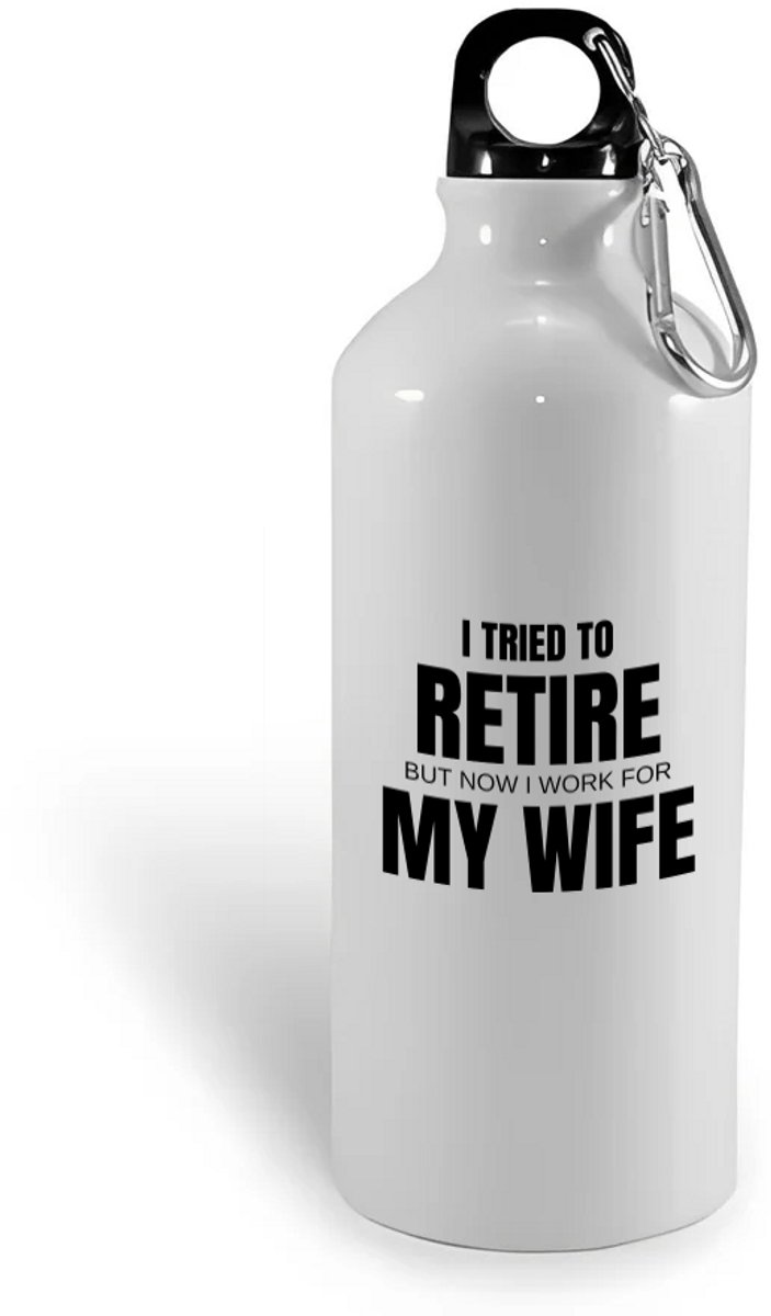 Hacebo® - I tried to retire waterfles - Pensioen - werken voor vrouw - werk - afscheidscadeau - verjaardagscadeau - kado - water fles - 400ML